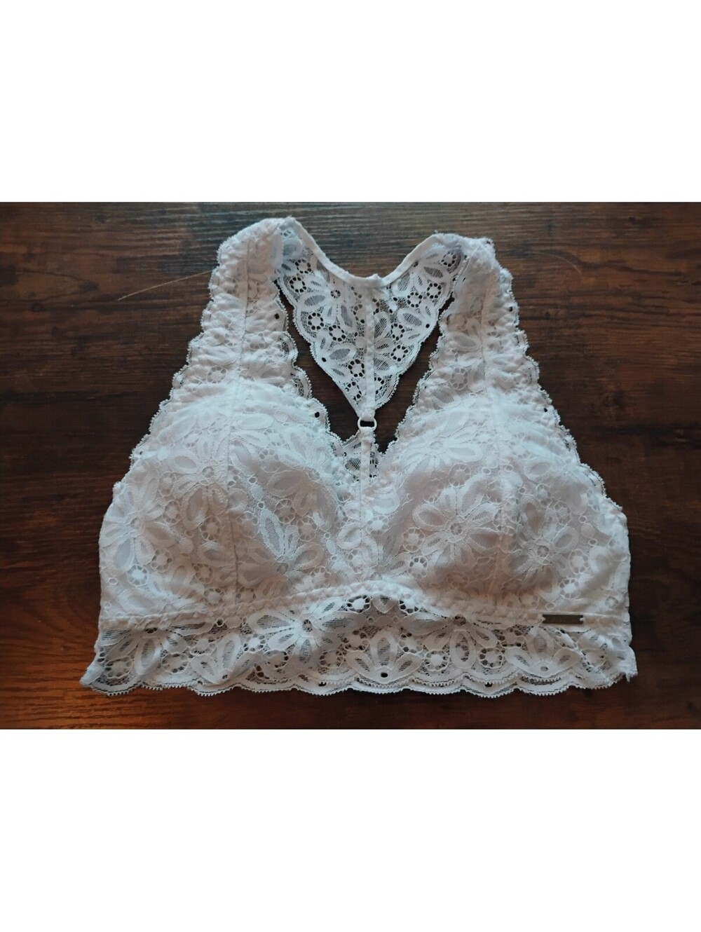 Nautica Women's White Floral Lace Bralette with Racerback and Padded Cups